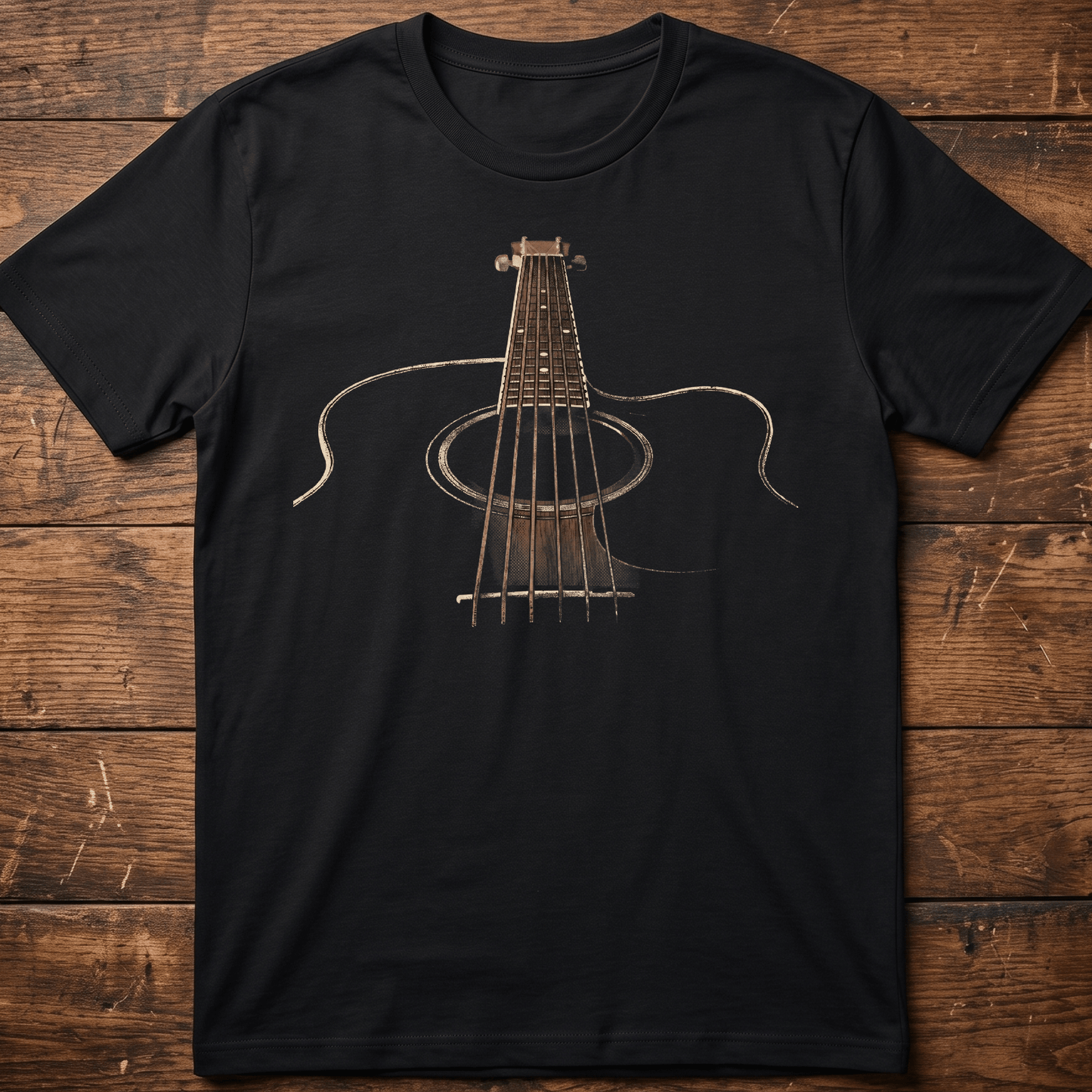 Vintage Artistic Acoustic Guitar Perspective T-Shirt - The Music Frontiers