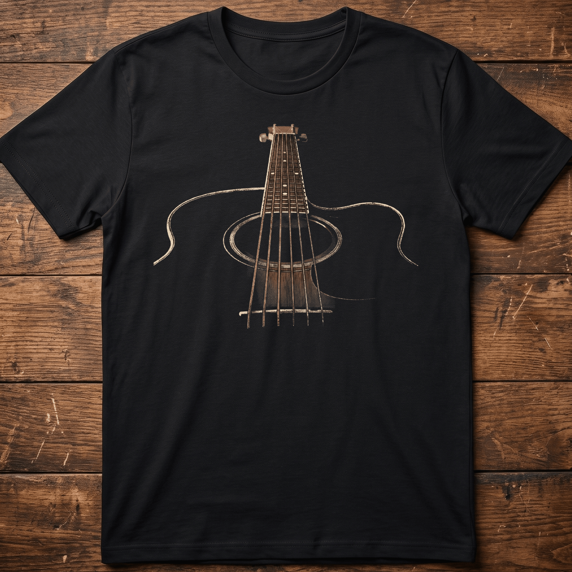 Vintage Artistic Acoustic Guitar Perspective T-Shirt - The Music Frontiers