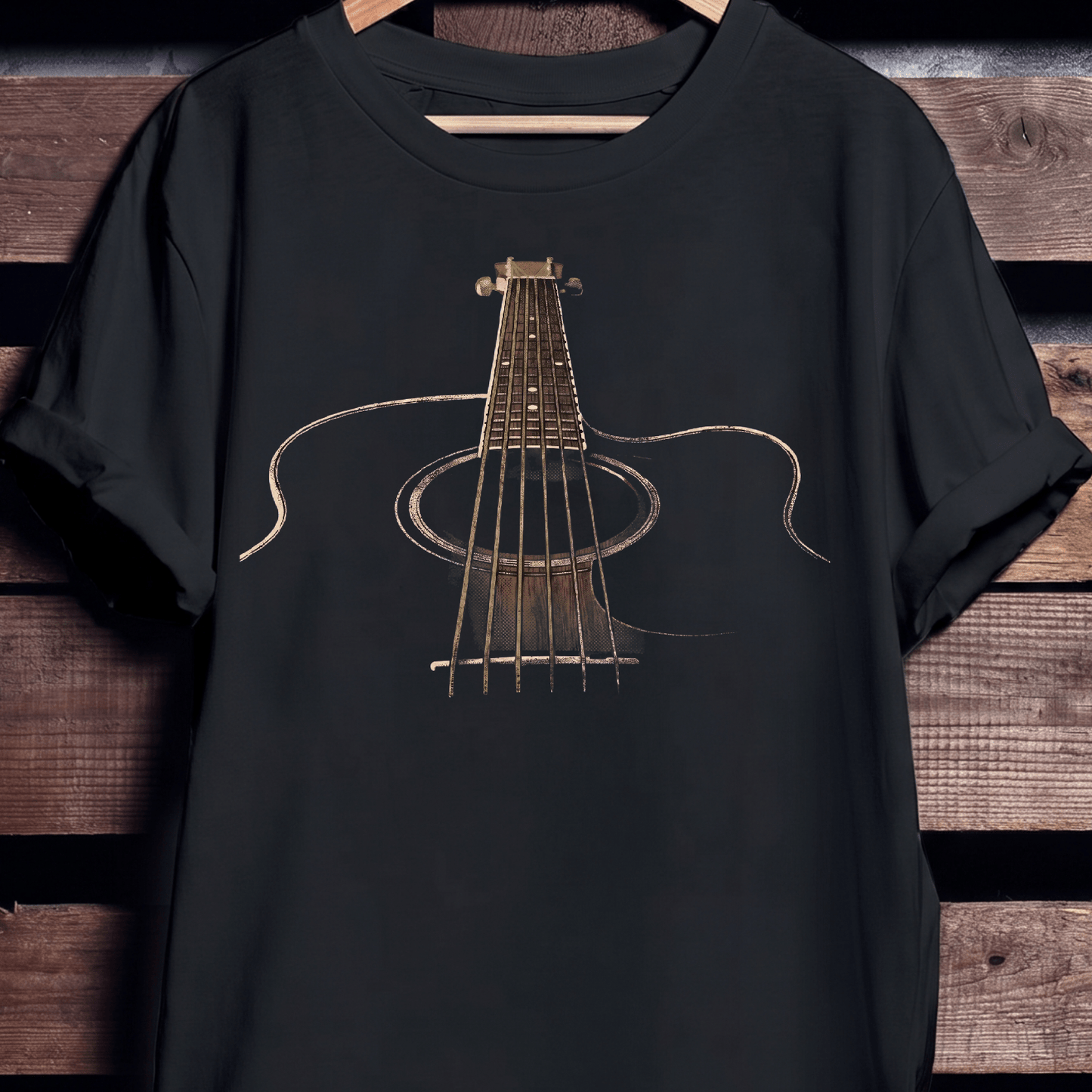 Vintage Artistic Acoustic Guitar Perspective T-Shirt - The Music Frontiers