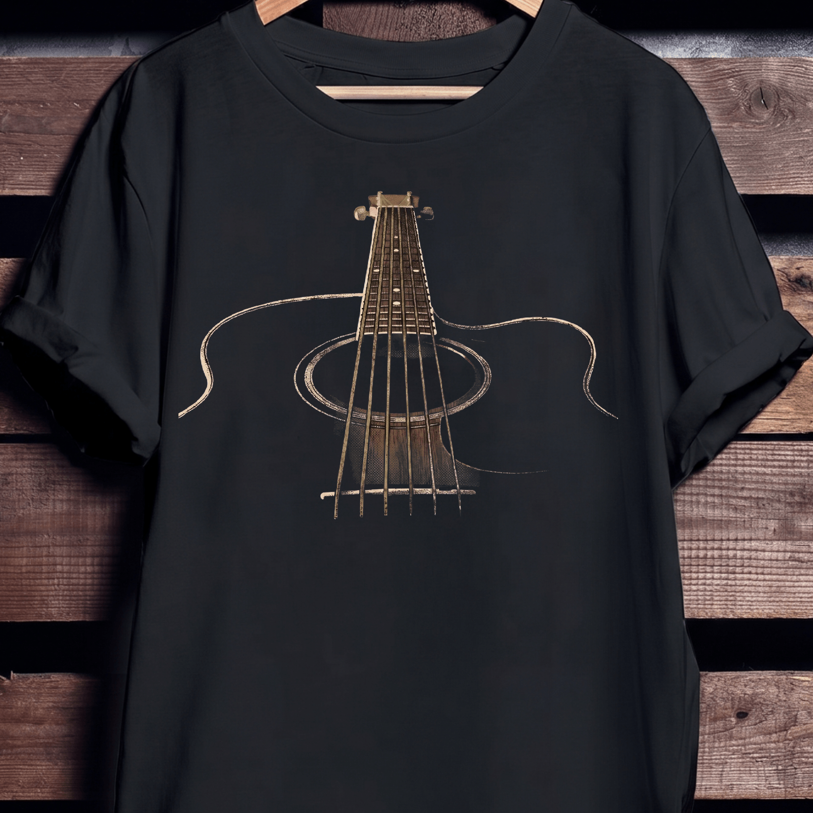 Vintage Artistic Acoustic Guitar Perspective T-Shirt - The Music Frontiers