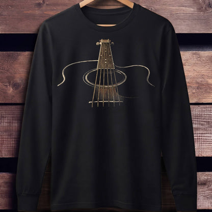 Vintage Artistic Acoustic Guitar Perspective T-Shirt - Unisex Standard Long Sleeve