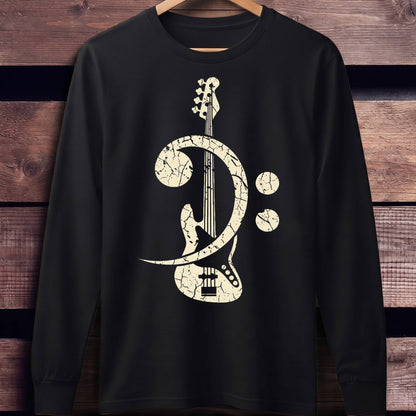 Vintage Bass Clef Guitar Tee - Unisex Standard Long Sleeve