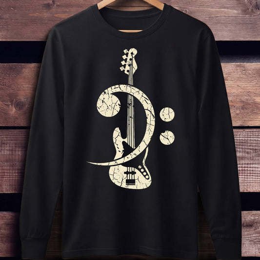 Vintage Bass Clef Guitar Tee - Unisex Standard Long Sleeve