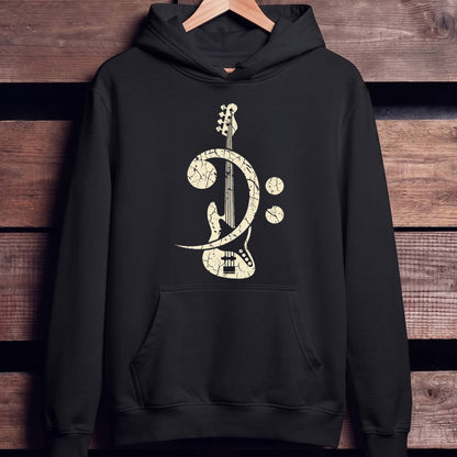 Vintage Bass Clef Guitar Tee - Unisex Standard Hoodie