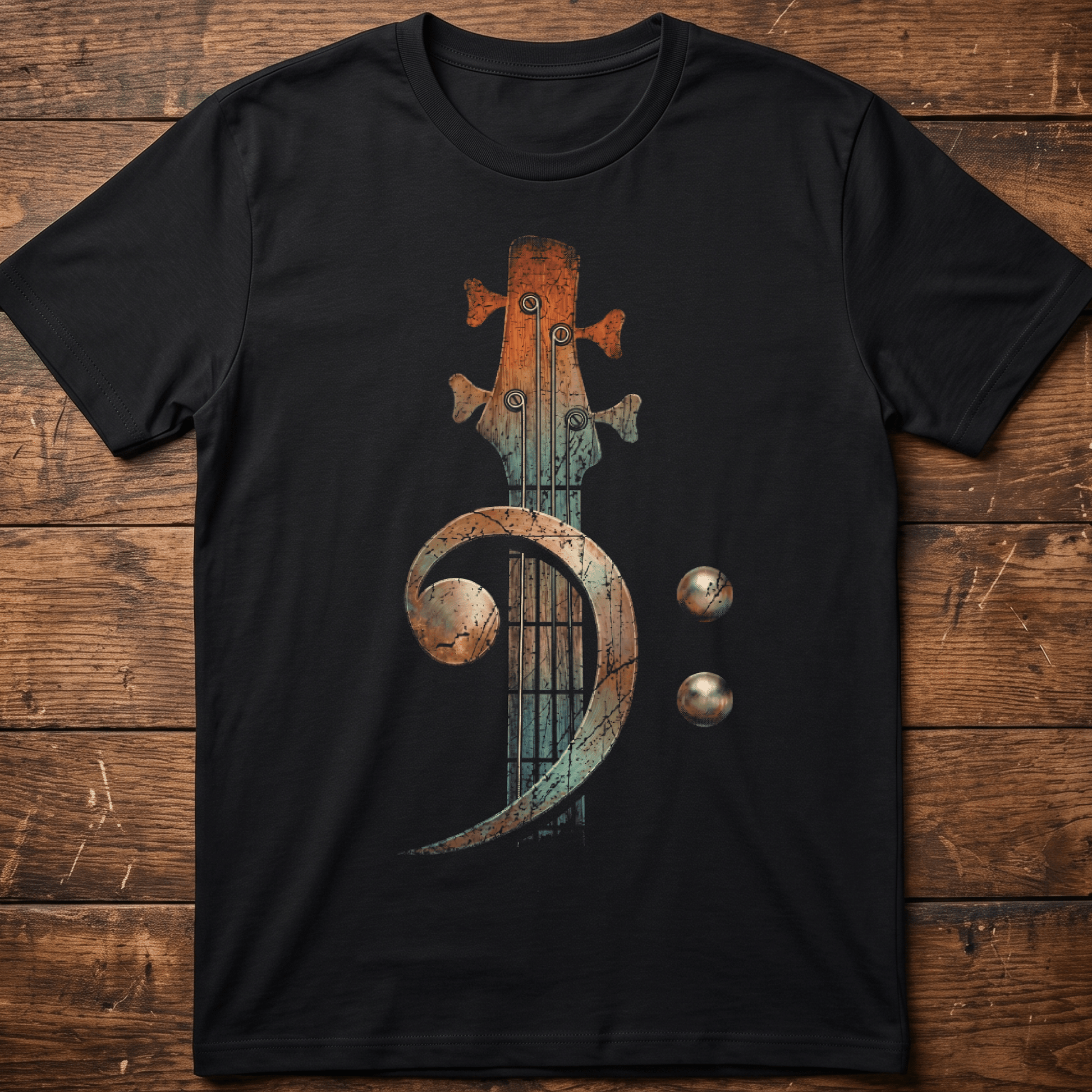 Vintage Bass Clef Headstock Tee - The Music Frontiers