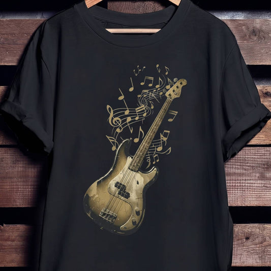 Vintage Bass Guitar Music Notes