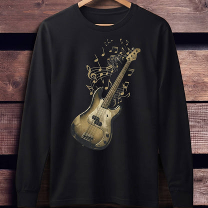 Vintage Bass Guitar Music Notes Tee - Unisex Standard Long Sleeve