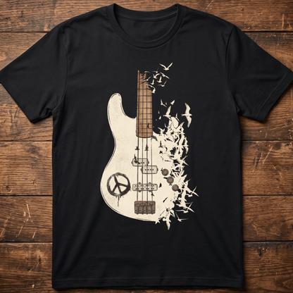 Bass Guitar Peace Birds Tee - The Music Frontiers