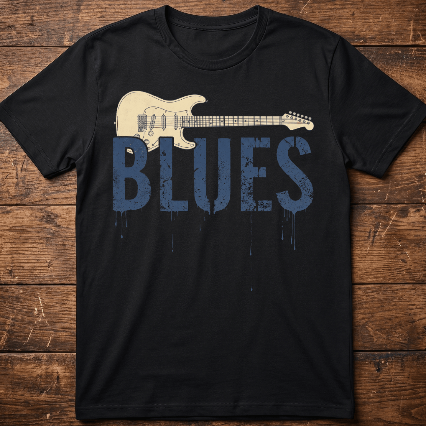Vintage Blues Electric Guitar Graffiti T-Shirt - The Music Frontiers
