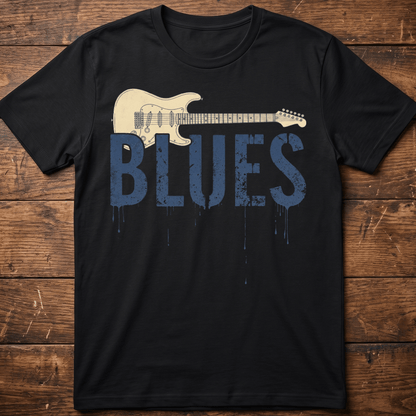 Vintage Blues Electric Guitar Graffiti T-Shirt - The Music Frontiers