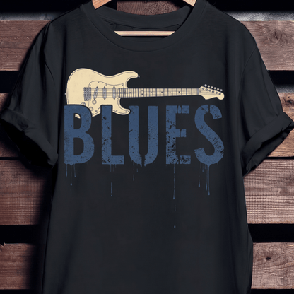 Vintage Blues Electric Guitar Graffiti T-Shirt - The Music Frontiers