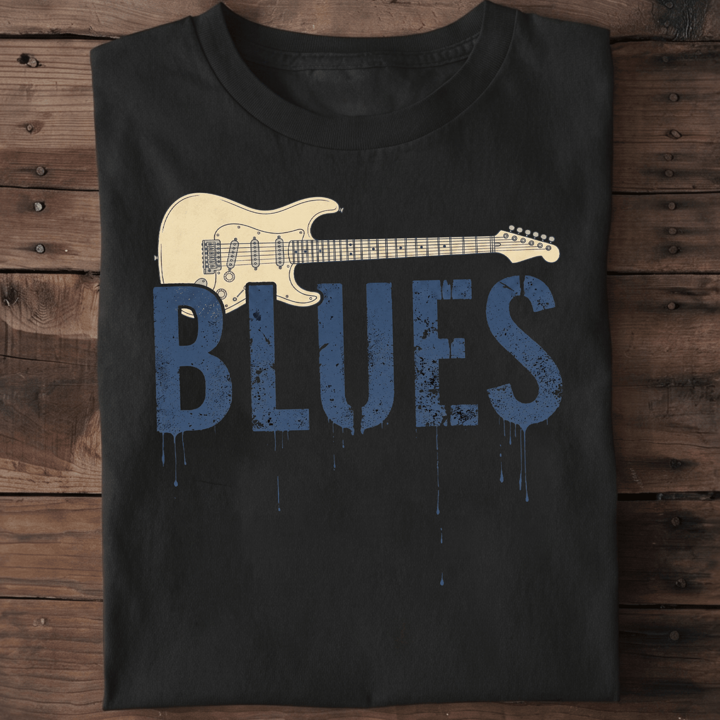 Vintage Blues Electric Guitar Graffiti T-Shirt - The Music Frontiers