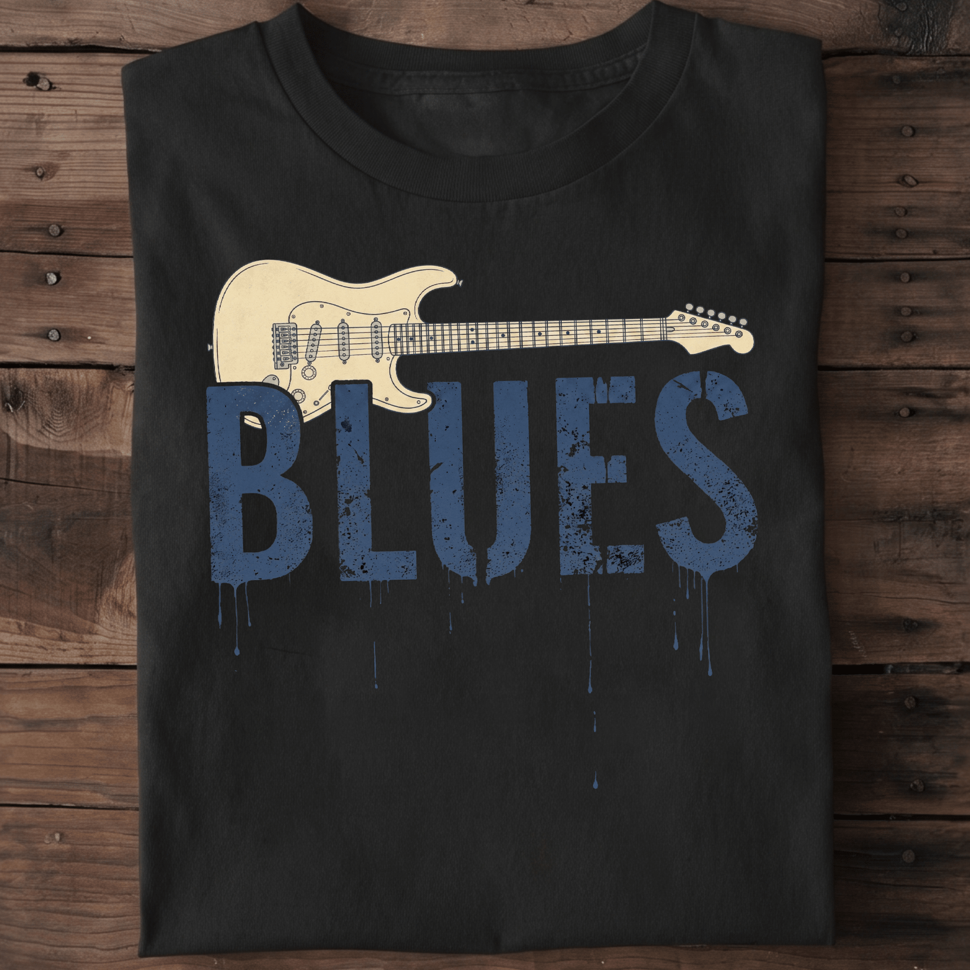 Vintage Blues Electric Guitar Graffiti T-Shirt - The Music Frontiers