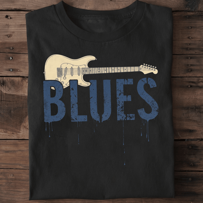 Vintage Blues Electric Guitar Graffiti T-Shirt - The Music Frontiers