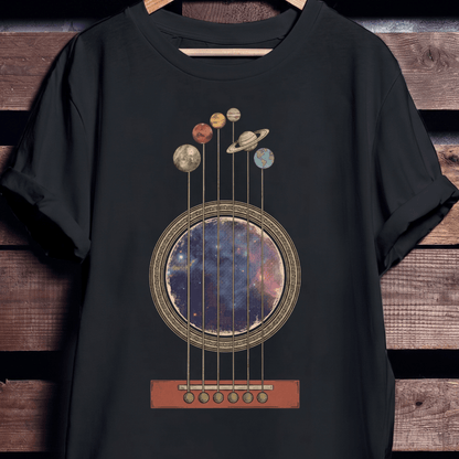 Vintage Celestial Solar System Guitar Universe T-Shirt - The Music Frontiers