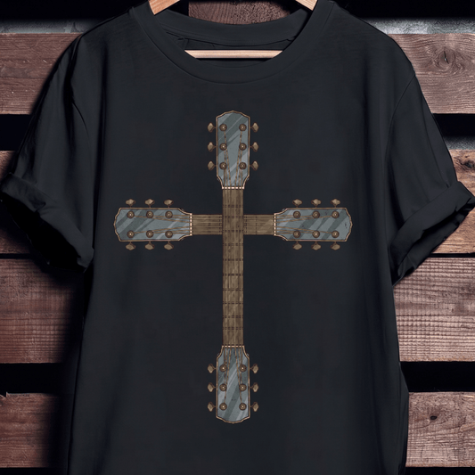 Vintage Christian Guitar Cross Musician T-Shirt - The Music Frontiers
