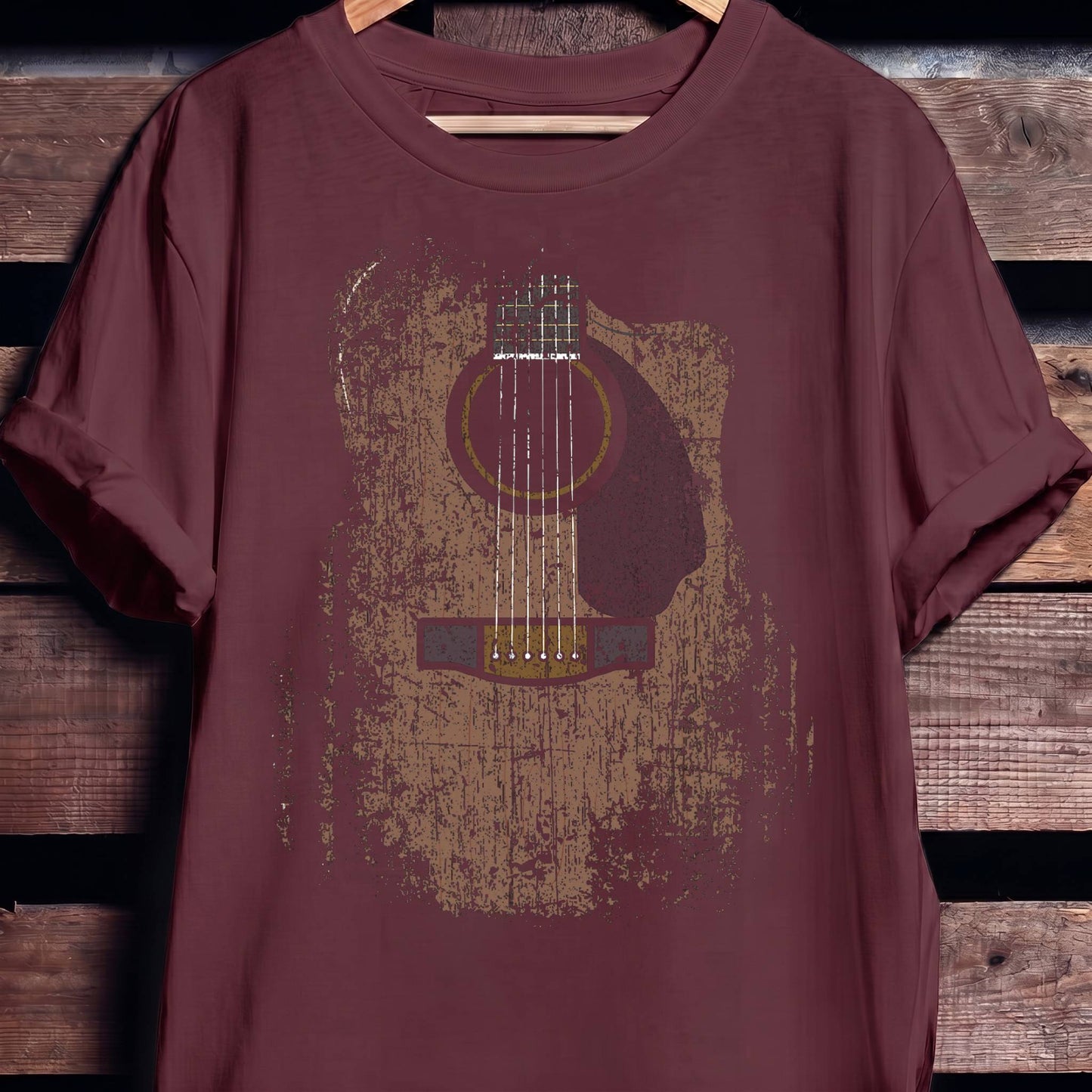Vintage Distressed Acoustic Guitar Grunge T-Shirt - The Music Frontiers
