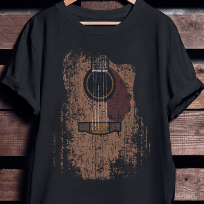 Vintage Distressed Acoustic Guitar Grunge T-Shirt - The Music Frontiers