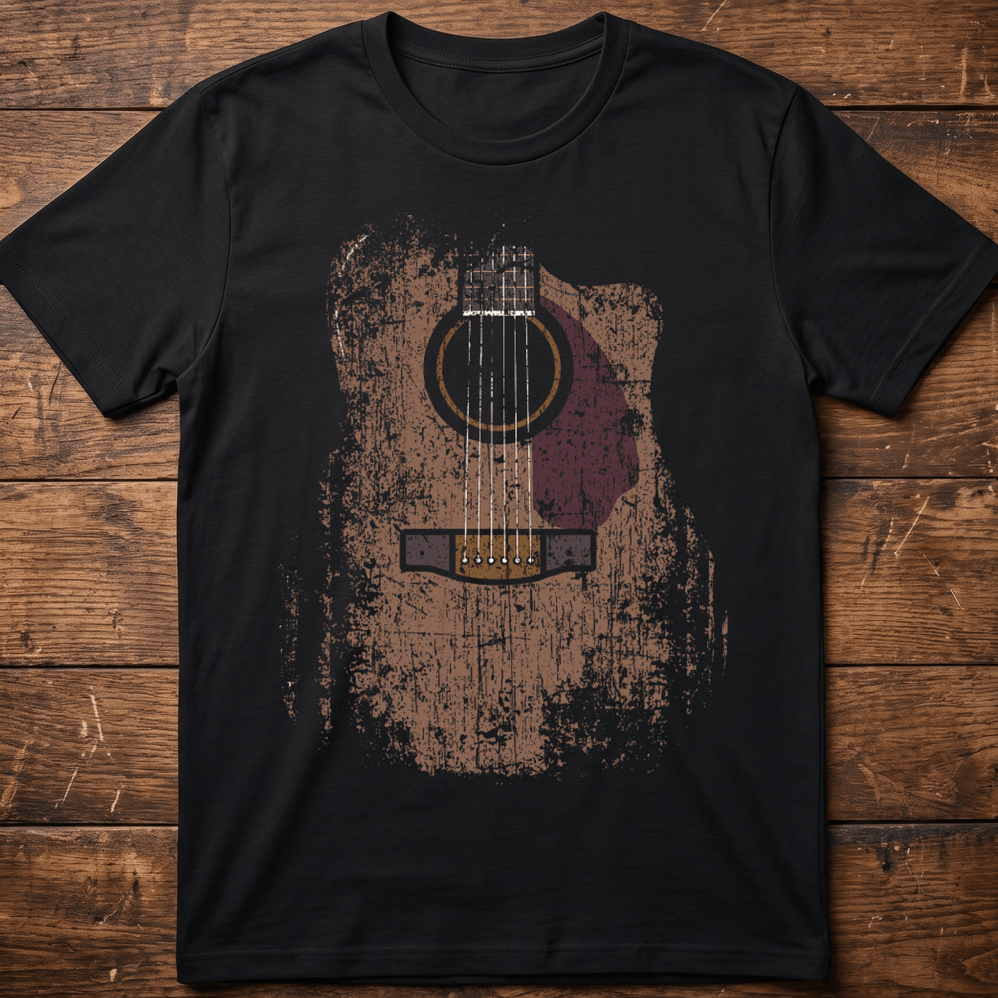 Vintage Distressed Acoustic Guitar Grunge T-Shirt - The Music Frontiers