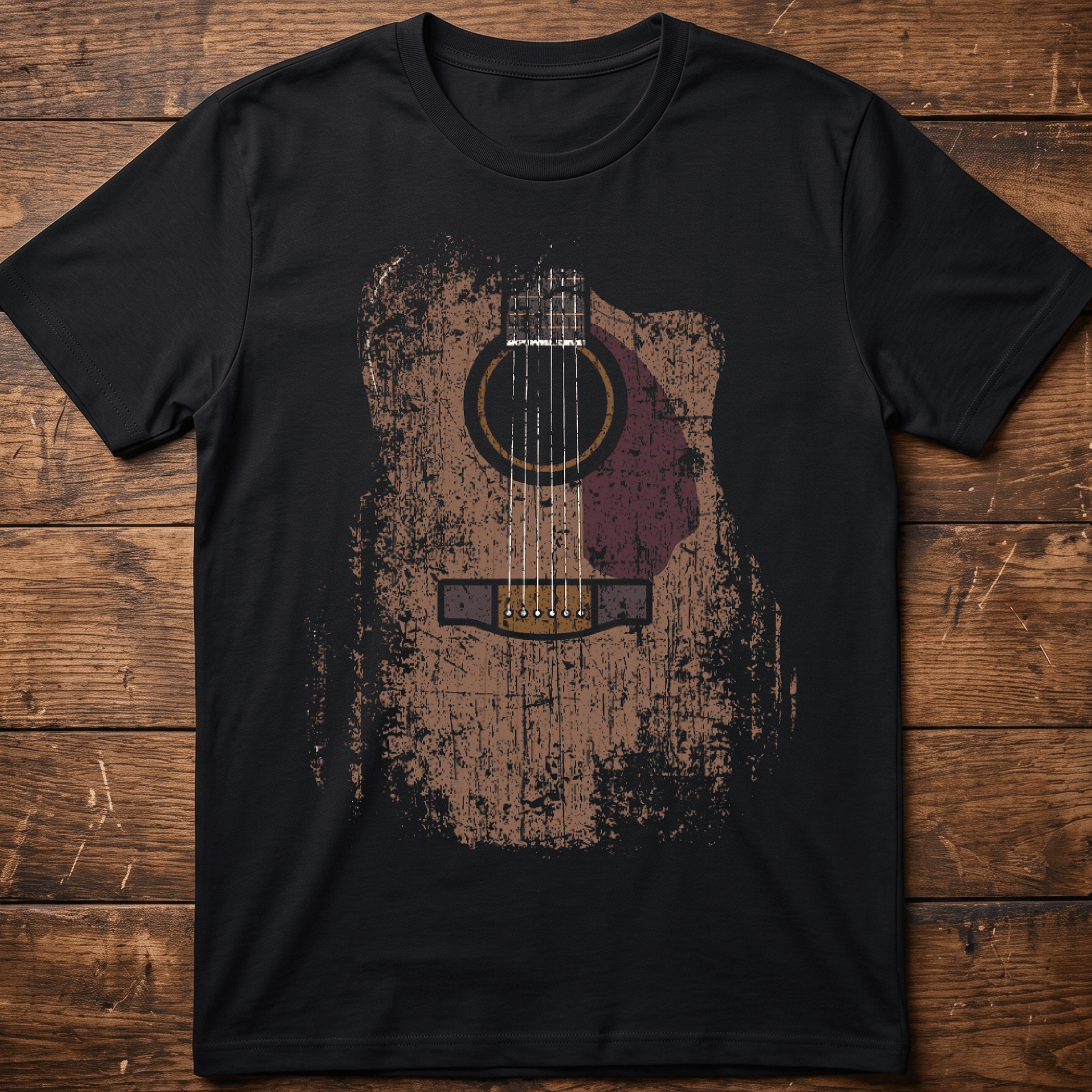 Vintage Distressed Acoustic Guitar Grunge T-Shirt - The Music Frontiers