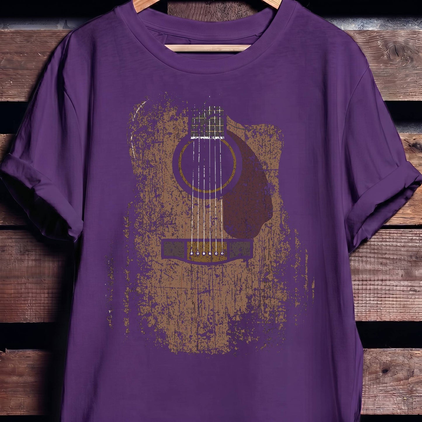 Vintage Distressed Acoustic Guitar Grunge T-Shirt - The Music Frontiers