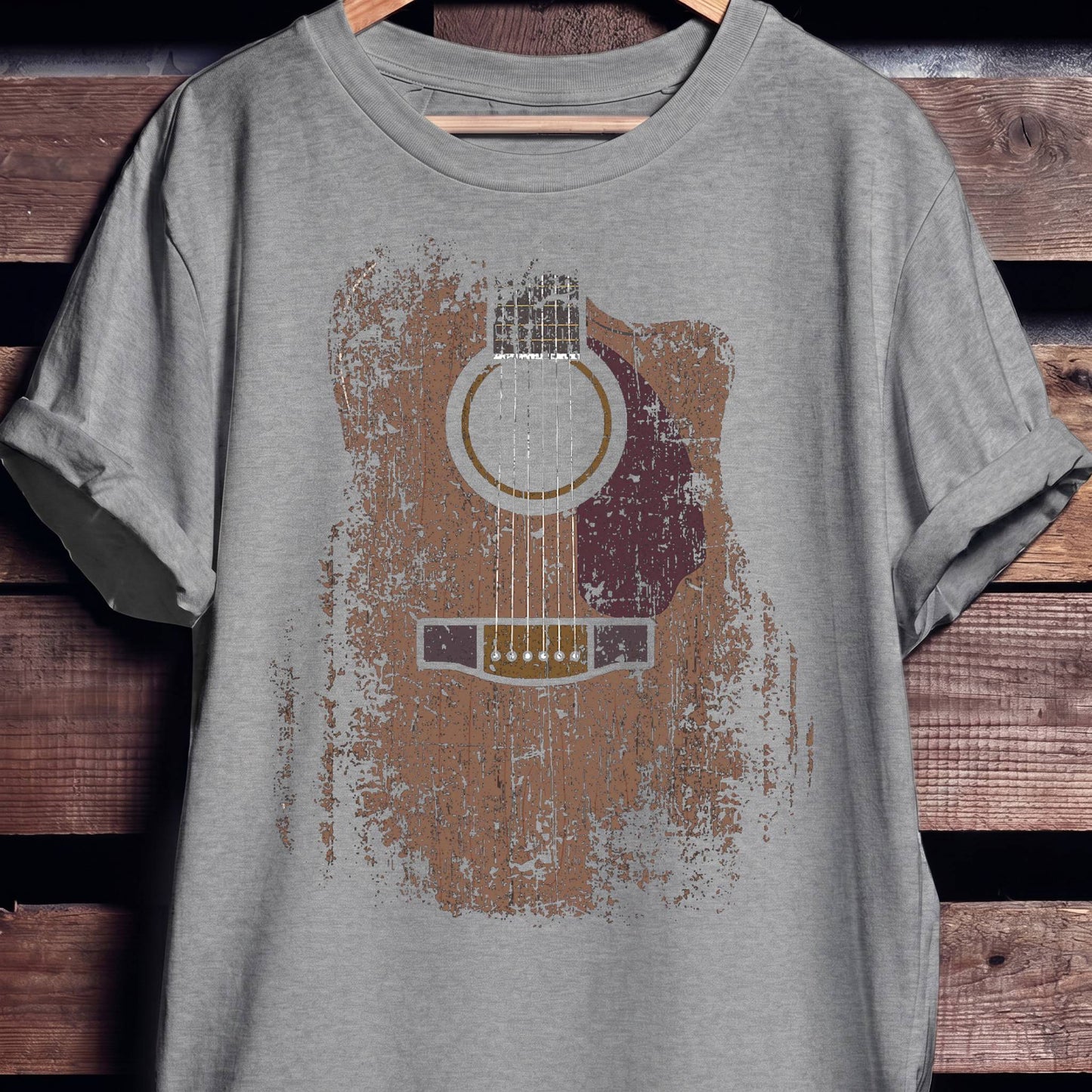 Vintage Distressed Acoustic Guitar Grunge T-Shirt - The Music Frontiers