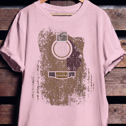Vintage Distressed Acoustic Guitar Grunge T-Shirt - The Music Frontiers