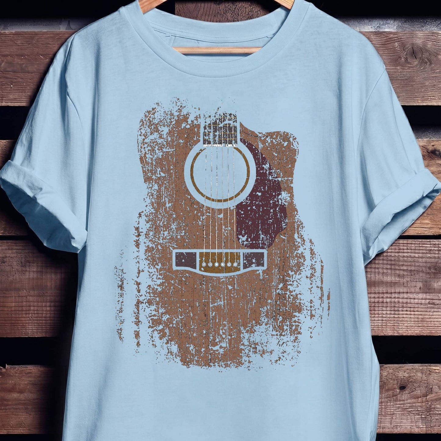 Vintage Distressed Acoustic Guitar Grunge T-Shirt - The Music Frontiers