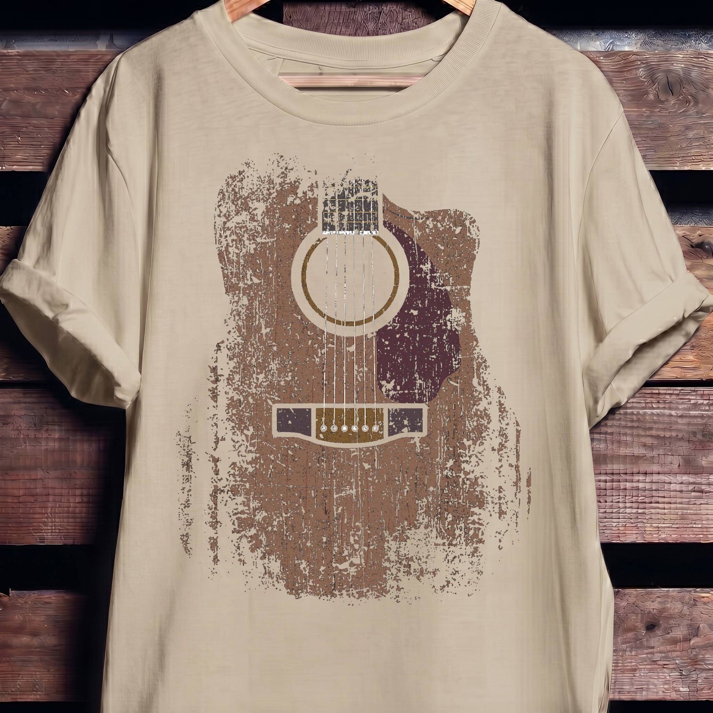 Vintage Distressed Acoustic Guitar Grunge T-Shirt - The Music Frontiers