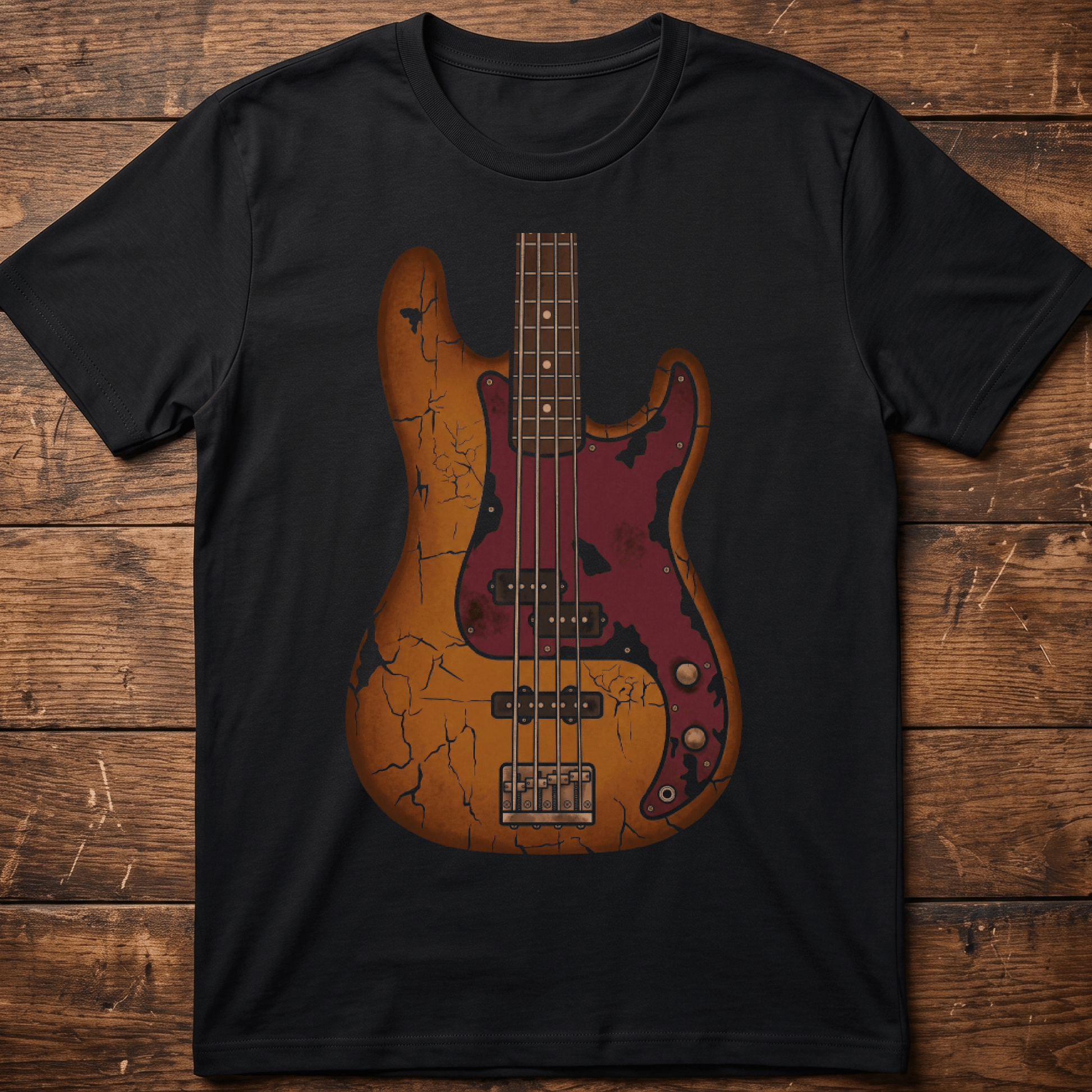Vintage Distressed Relic Bass Guitar T-Shirt - The Music Frontiers