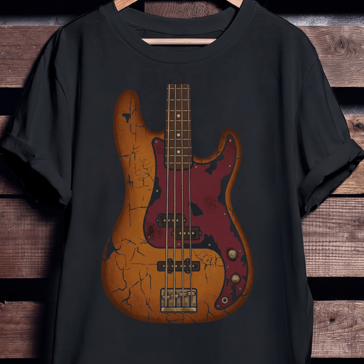 Vintage Distressed Relic Bass Guitar T-Shirt - The Music Frontiers