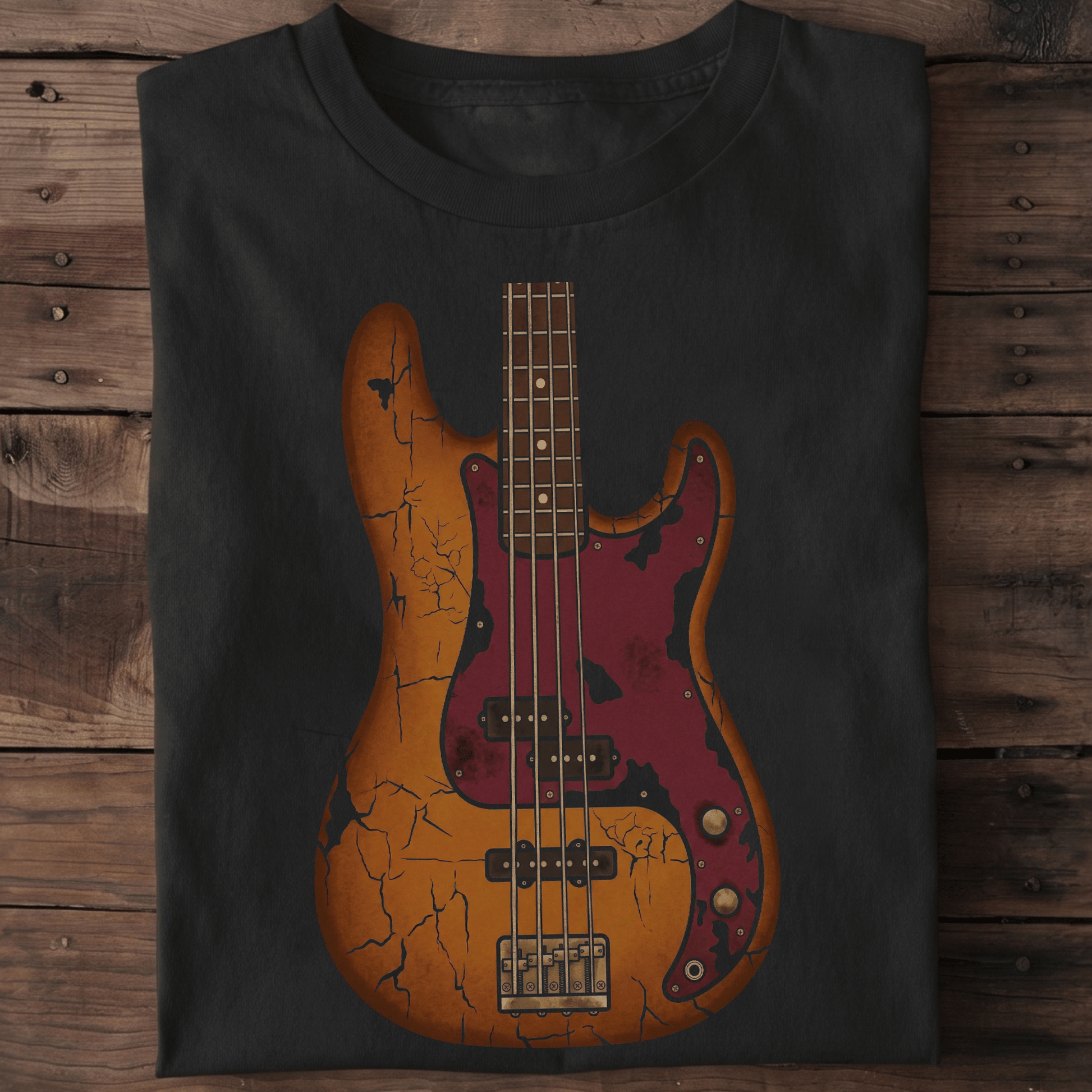 Vintage Distressed Relic Bass Guitar T-Shirt - The Music Frontiers