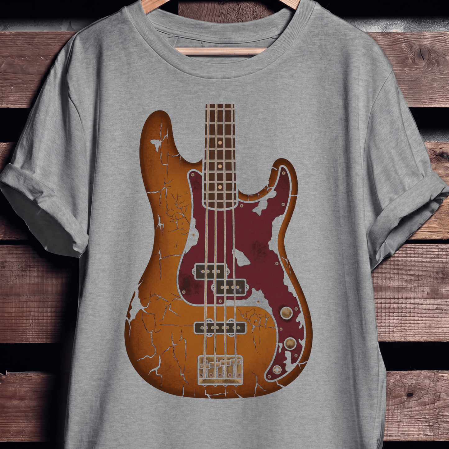 Vintage Distressed Relic Bass Guitar T-Shirt - The Music Frontiers
