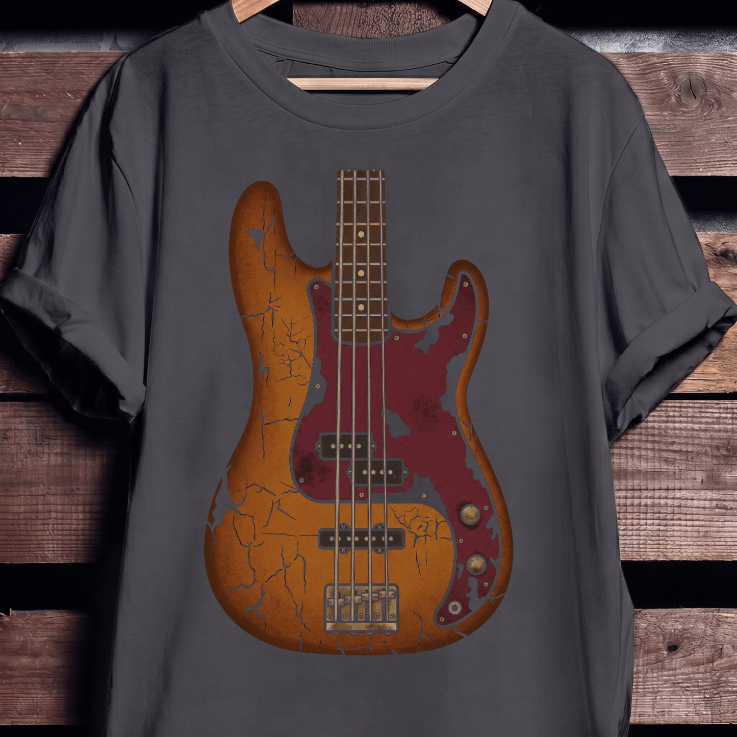 Vintage Distressed Relic Bass Guitar T-Shirt - The Music Frontiers