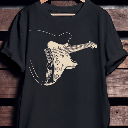 Vintage Electric Guitar Sketch T-Shirt - The Music Frontiers