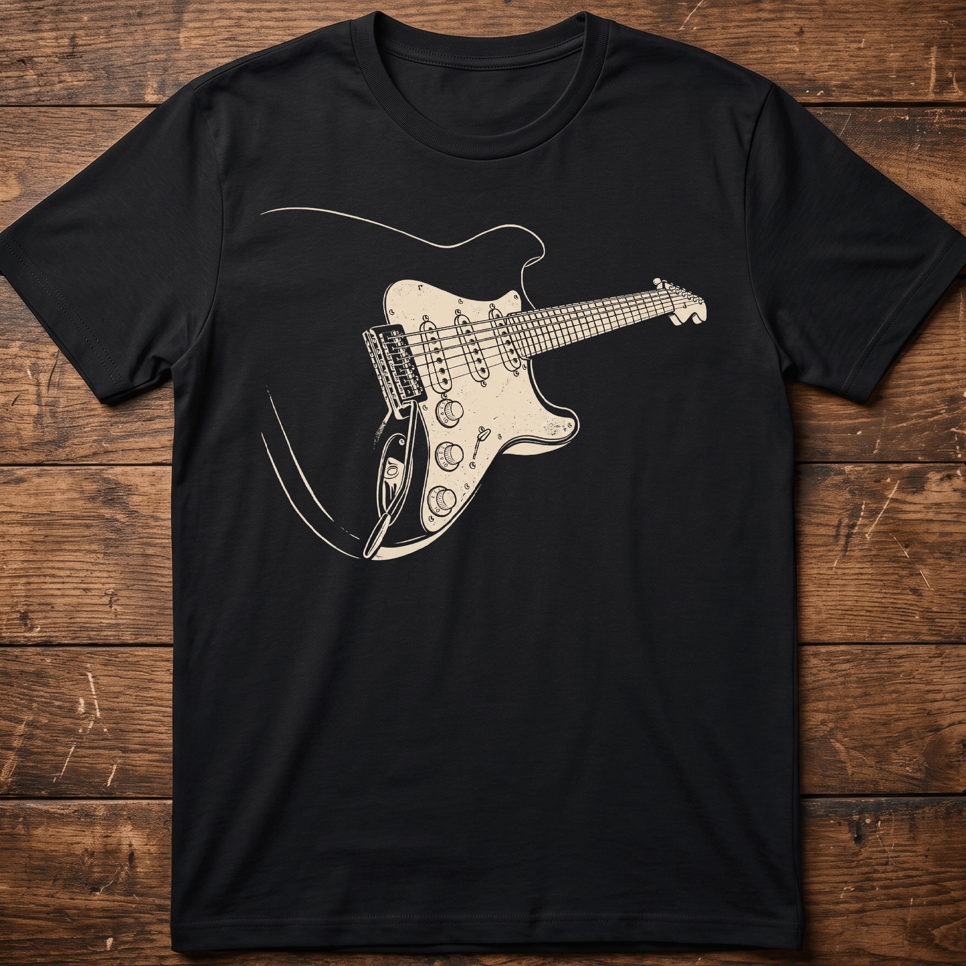 Vintage Electric Guitar Sketch T-Shirt - The Music Frontiers