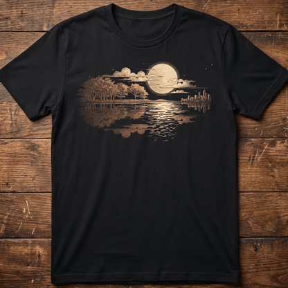 Vintage Full Moon Lake Reflection T-Shirt - The Music Frontiers