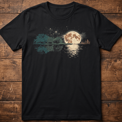Vintage Full Moon Night Guitar Reflection T-Shirt - The Music Frontiers