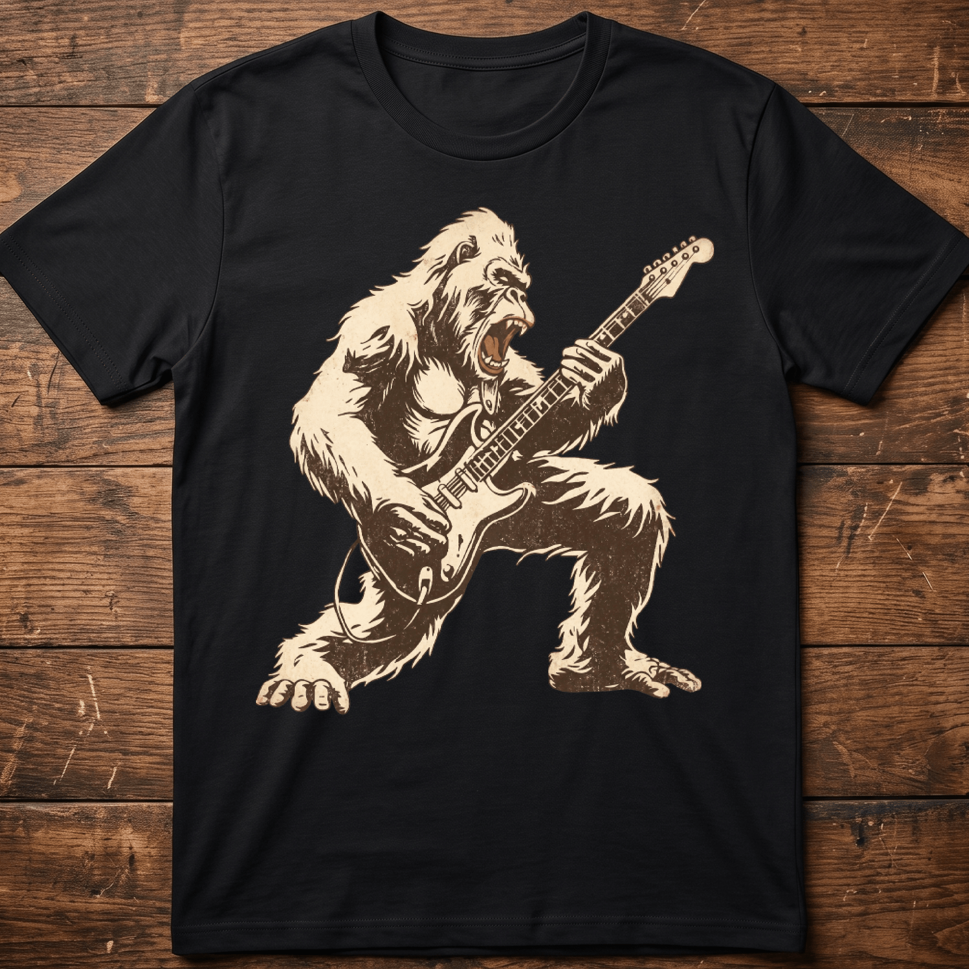 Vintage Gorilla Rocker Electric Guitar T-Shirt - The Music Frontiers