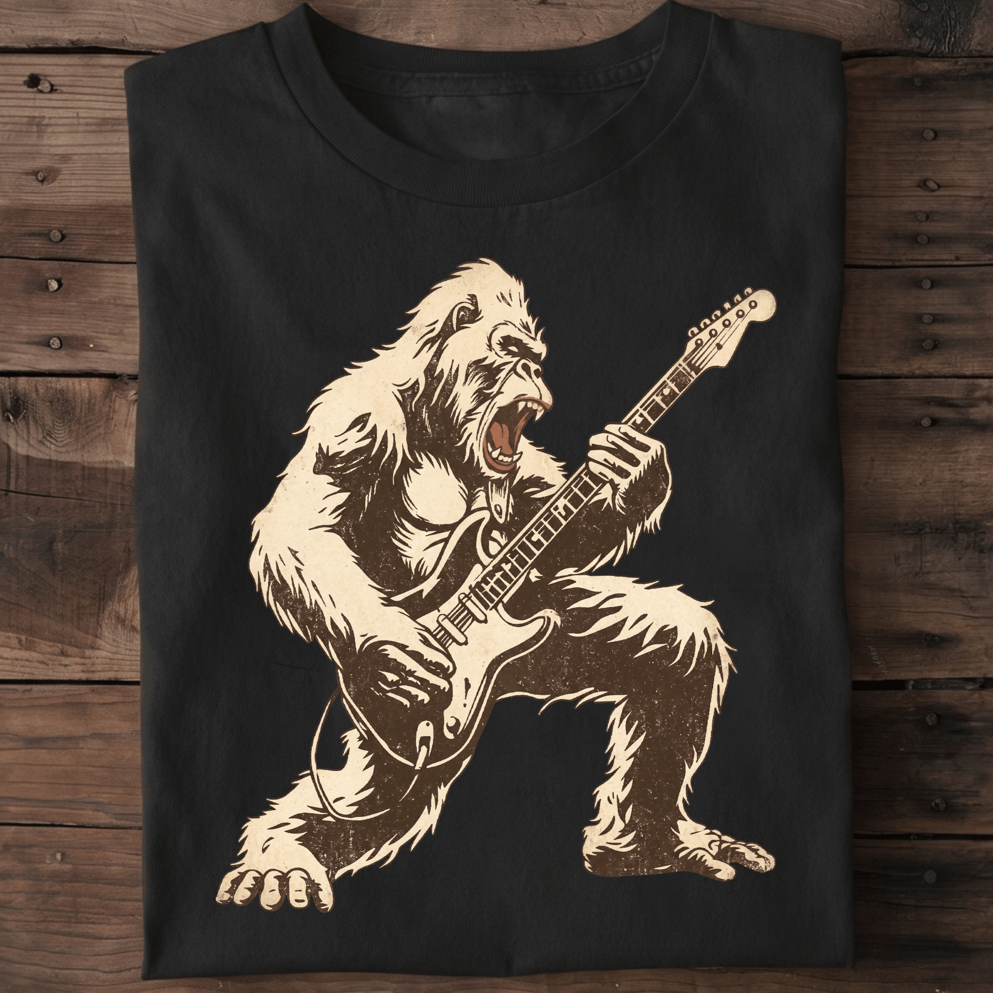 Vintage Gorilla Rocker Electric Guitar T-Shirt - The Music Frontiers