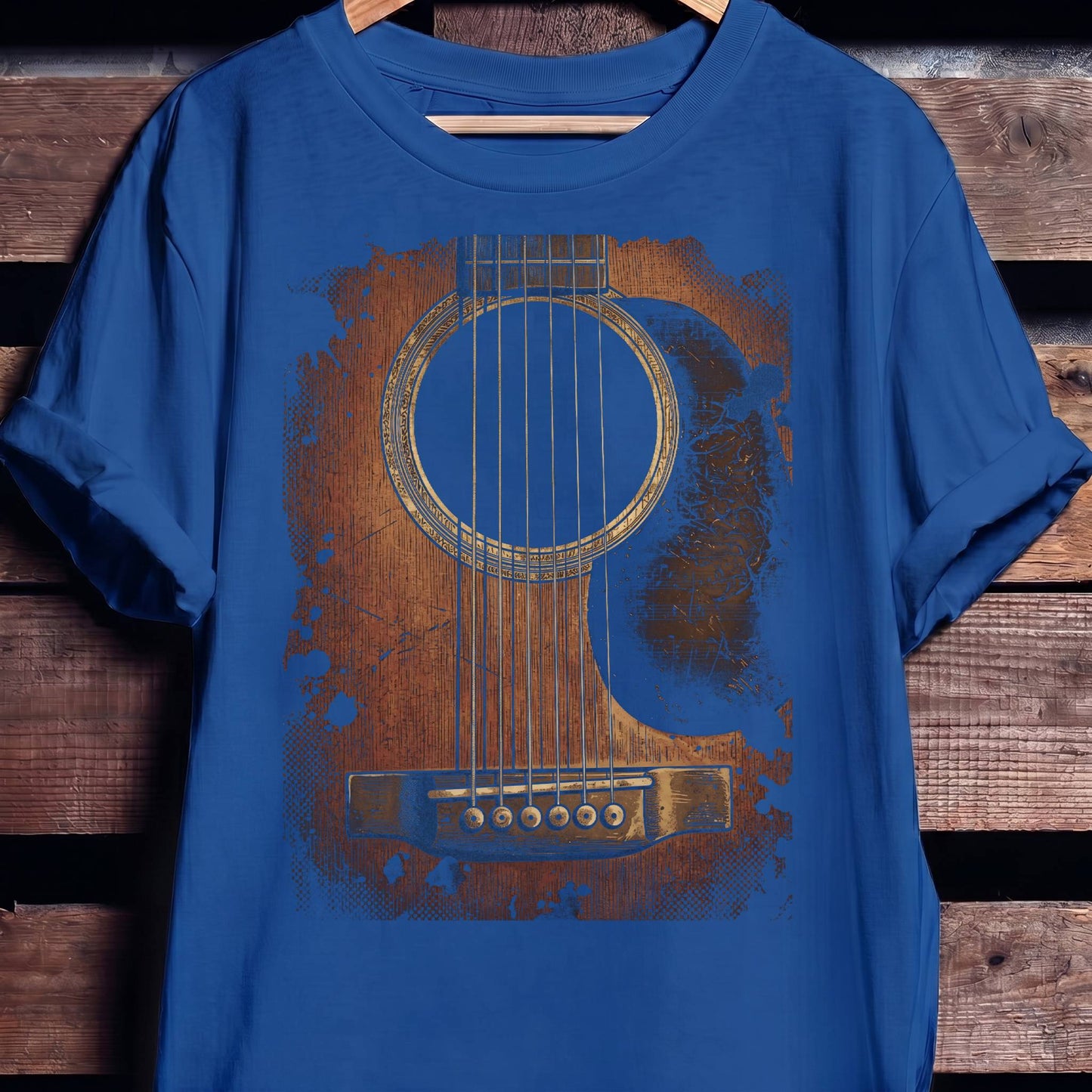 Vintage Grunge Acoustic Guitar Ink Splatter T-Shirt - The Music Frontiers