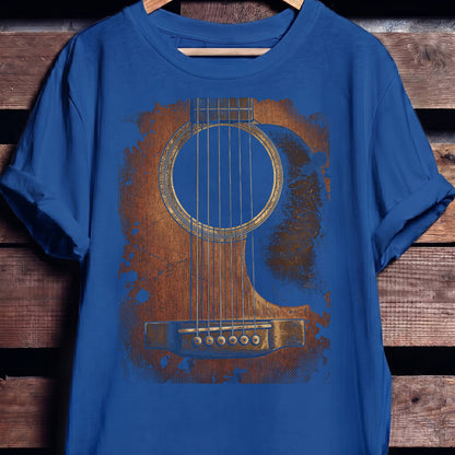 Vintage Grunge Acoustic Guitar Ink Splatter T-Shirt - The Music Frontiers