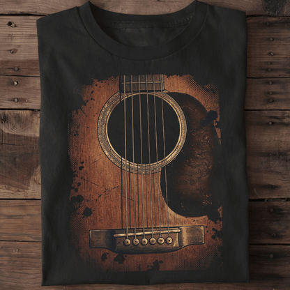 Vintage Grunge Acoustic Guitar Ink Splatter T-Shirt - The Music Frontiers