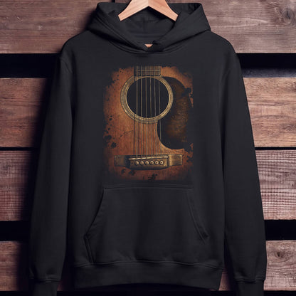 Vintage Grunge Acoustic Guitar Ink Splatter T-Shirt - Unisex Standard Hoodie