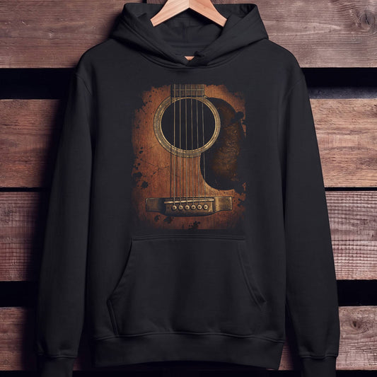 Vintage Grunge Acoustic Guitar Ink Splatter T-Shirt - Unisex Standard Hoodie