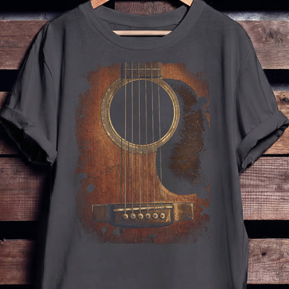 Vintage Grunge Acoustic Guitar Ink Splatter T-Shirt - The Music Frontiers