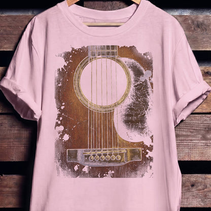 Vintage Grunge Acoustic Guitar Ink Splatter T-Shirt - The Music Frontiers