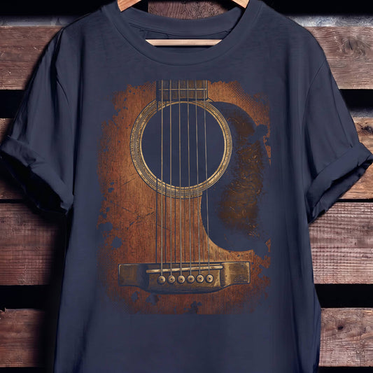 Vintage Grunge Acoustic Guitar Ink Splatter T-Shirt - The Music Frontiers