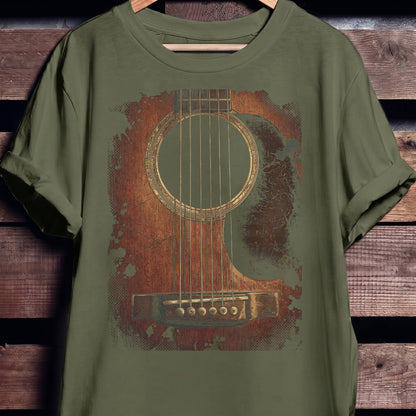 Vintage Grunge Acoustic Guitar Ink Splatter T-Shirt - The Music Frontiers