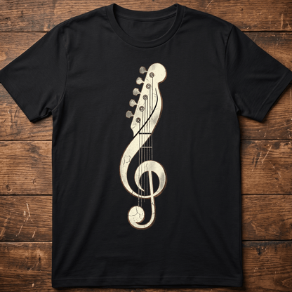 Vintage Guitar Headstock Treble Clef T-Shirt — Musician Graphic Tee - The Music Frontiers